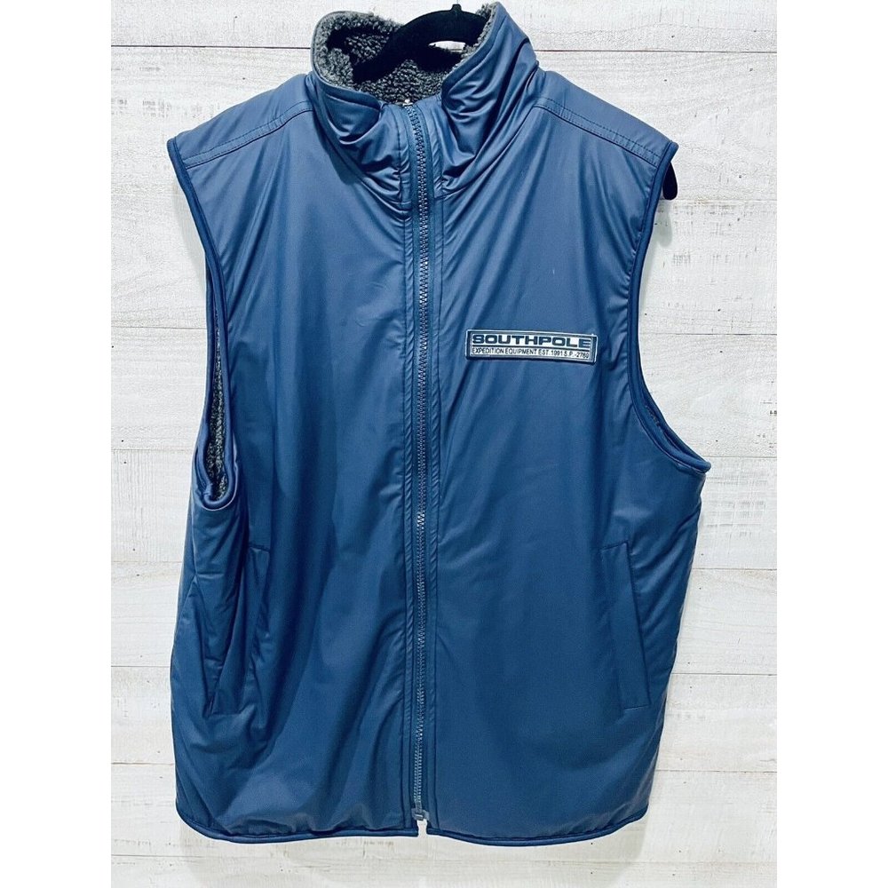 Vintage South Pole Reversible Puffer Vest Hip Hop Rap Size XXL 2XL